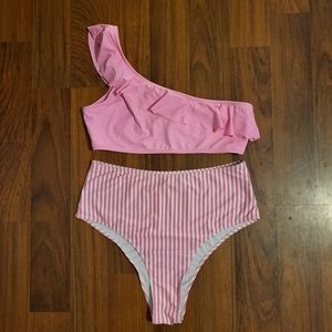 One shoulder two piece swimsuit